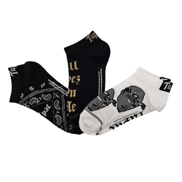 PERRI'S SOCKS Women's Tupac Black Bandana Crew Socks 3 Pair - TUC470 - Picture 1 of 1